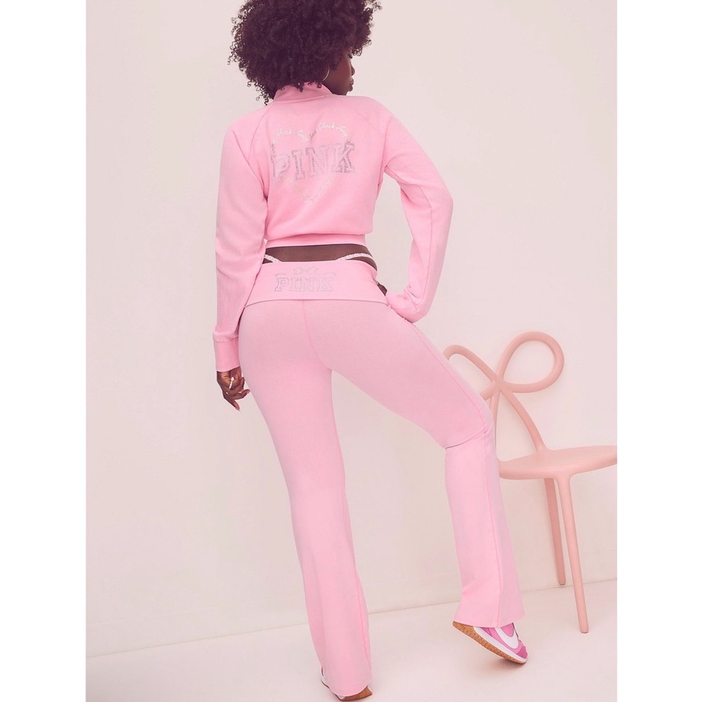 PINK × LoveShackFancy Matching Set Full-Zip Jacket & Foldover Flare Leggings